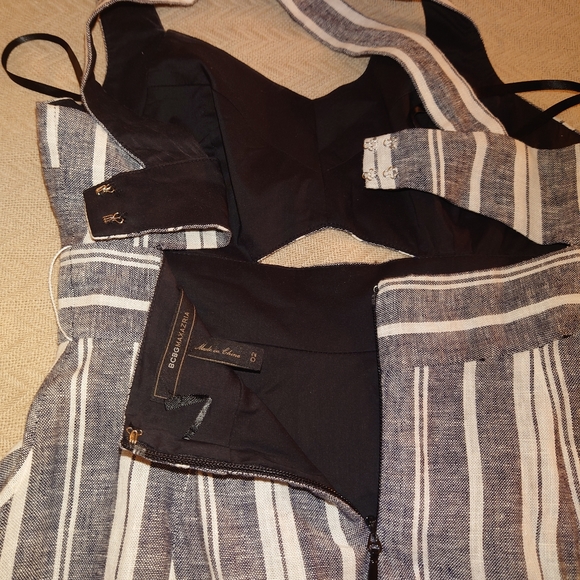 NWOT BCBG MaxAzria Cut-out Linen Halter Midi Dress - XS / 2 Striped Sundress Tea - Picture 10 of 12